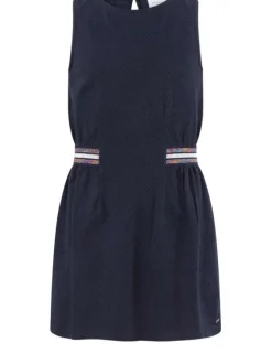 Robe marine pour fille avec ceinture argentée et multicolore coupe évasée GAROS