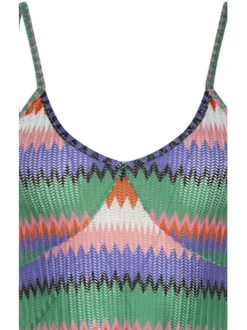 Robe multicolore imprimée avec une coupe droite et des manches à bretelles