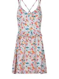 Robe multicolore pour femme avec imprimé floral coupe droite