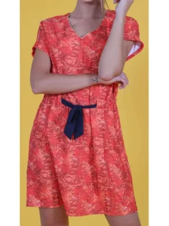 Robe rouge pour femme imprimé savane CACATOES