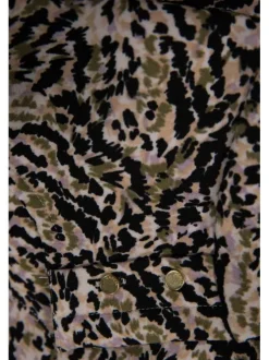 Robe tricolore à imprimé animal, coupe droite et manches longues