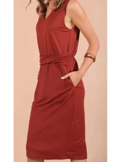 Robe unie pour femme prune coupe évasée RIVIERA