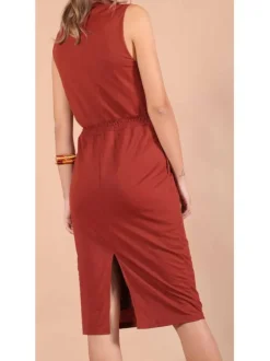 Robe unie pour femme prune coupe évasée RIVIERA
