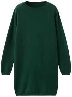 Robe verte coupe ample pourvue d'un col rond et de manches longues