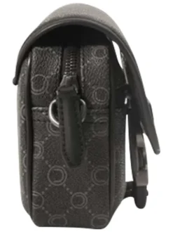 Sac à bandoulière anthracite orné d'un motif monogramme contrasté