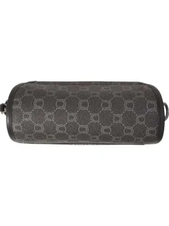 Sac à bandoulière anthracite orné d'un motif monogramme contrasté