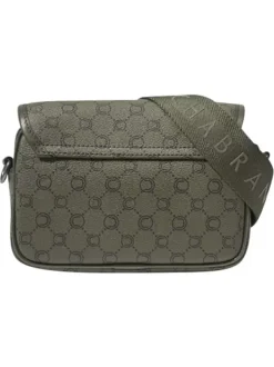 Sac à bandoulière kaki pourvu d'un motif monogramme contrasté
