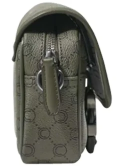 Sac à bandoulière kaki pourvu d'un motif monogramme contrasté
