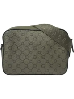 Sac à bandoulière kaki pourvu d'un motif monogramme contrasté
