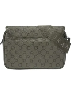 Sac à bandoulière kaki pourvu d'un motif monogramme contrasté