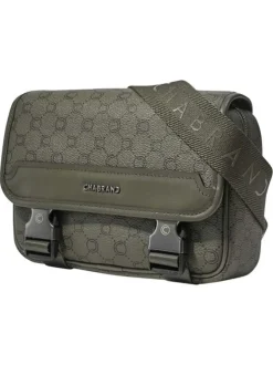 Sac à bandoulière kaki pourvu d'un motif monogramme contrasté