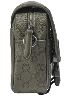 Sac à bandoulière kaki pourvu d'un motif monogramme contrasté