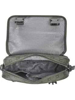Sac à bandoulière kaki pourvu d'un motif monogramme contrasté