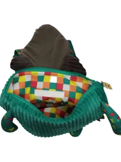 Sac à dos Loup By Azou X Deglingos en coton vert côtelé avec doublure intérieure à carreaux multicolores