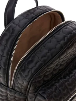 Sac à dos noir aspect matelassé pourvu de fermetures zippées