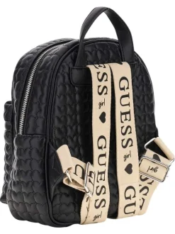 Sac à dos noir aspect matelassé pourvu de fermetures zippées