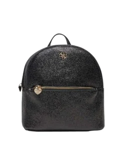 Sac à dos noir uni à paillettes noires brillantes all-over et logo doré