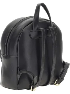 Sac à dos noir uni arrondi avec une poche zippée en forme de cœur à l'avant