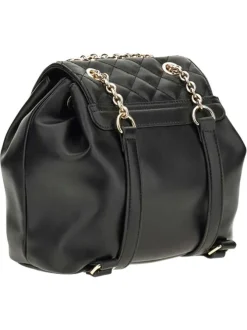Sac à dos noir uni pourvu d'une fermeture à pression avec cordon de serrage