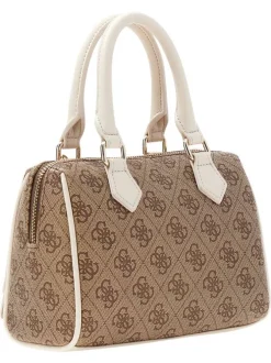Sac à main beige pourvu d'une bandoulière amovible et réglable