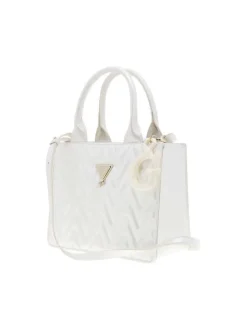 Sac à main écru effet pailleté pourvu d'une bandoulière réglable