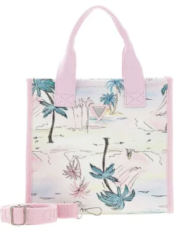 Sac à main en coton rose pourvu du logo de la marque à l'avant