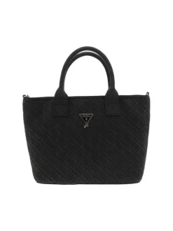 Sac à main noir orné d'un motif monogramme et pourvu d'un porte-monnaies