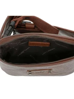 Sac banane en cuir marron à ceinture ajustable et compartiment zippé