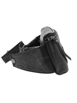 Sac banane en cuir noir à ceinture ajusatble et compartiment zippé
