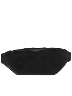 Sac banane noir uni avec une fermeture zippée et nom iconique
