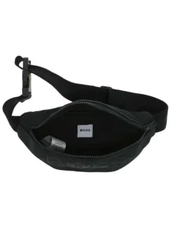 Sac banane noir uni avec une fermeture zippée et nom iconique