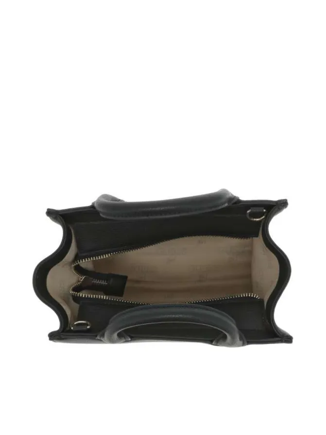 Sac porté mains de couleur noir uni avec une poche centrale zippée