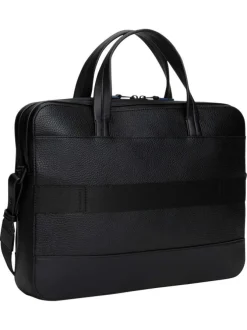Sac porte documents noir pourvu d'un motif en relief avec bandoulière amovible