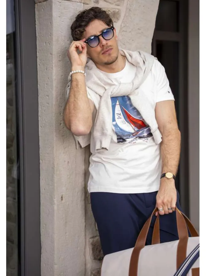 Sac weekender écru bicolore avec anse et bandoulière et fermeture zippée