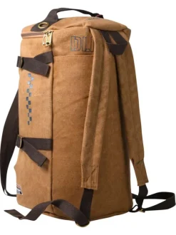 Sac weekender en coton beige pourvu de multiples compartiments
