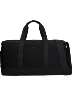 Sac weekender noir en maille lisse pourvu d'une bandoulière plate