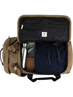 Sac weekender noir et marron uni avec des poches zippées et des anses
