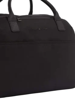Sac weekender noir uni avec anses et bandoulière amovible et zippé
