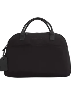 Sac weekender noir uni avec anses et bandoulière amovible et zippé