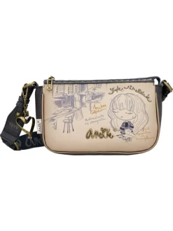 Sac anthracite et beige orné de motifs exclusifs avec fermeture zippée