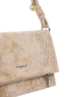 Sac bandouliere beige avec des motifs floraux muni d'une anse