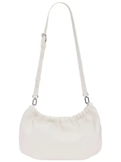 Sac bandouliere blanc uni muni d'une anse bicolore tressée