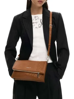 Sac bandouliere camel avec des motifs floraux muni d'une anse
