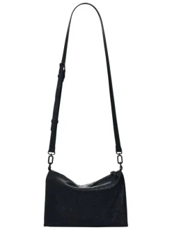 Sac bandouliere noir avec des motifs floraux avec une anse