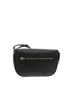 Sac bandouliere noir uni avec logo iconique sur le devant en doré