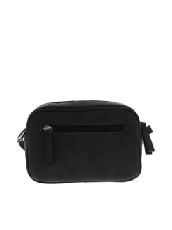 Sac bandouliere noir uni pourvu de strass sur le pourtour et un zip