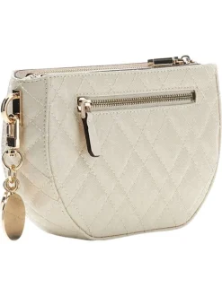 Sac à bandoulière amovible écru matelassé orné d'un motif monogramme