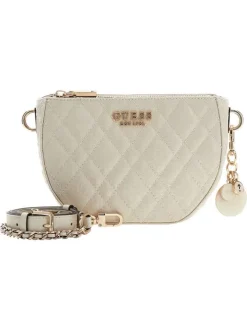 Sac à bandoulière amovible écru matelassé orné d'un motif monogramme