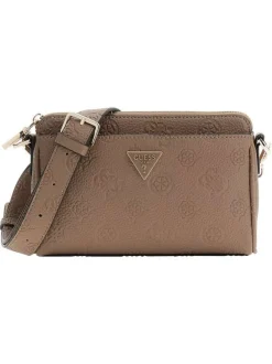 Sac à bandoulière amovible et réglable écru pourvu d'un motif monogramme embossé