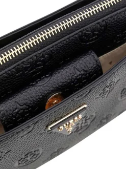 Sac à bandoulière amovible et réglable noir pourvu d'un motif monogramme embossé